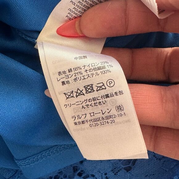 Ralph Lauren Blue Sheath Dress 3/4 Sleeve Crew Neck - Picture 11 of 11